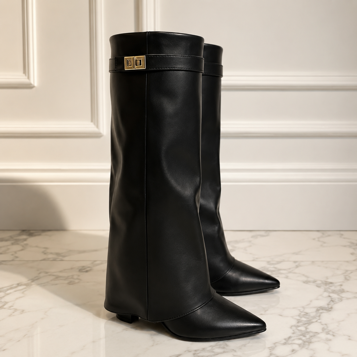 The Elysée Fold-Over Wedge Boot