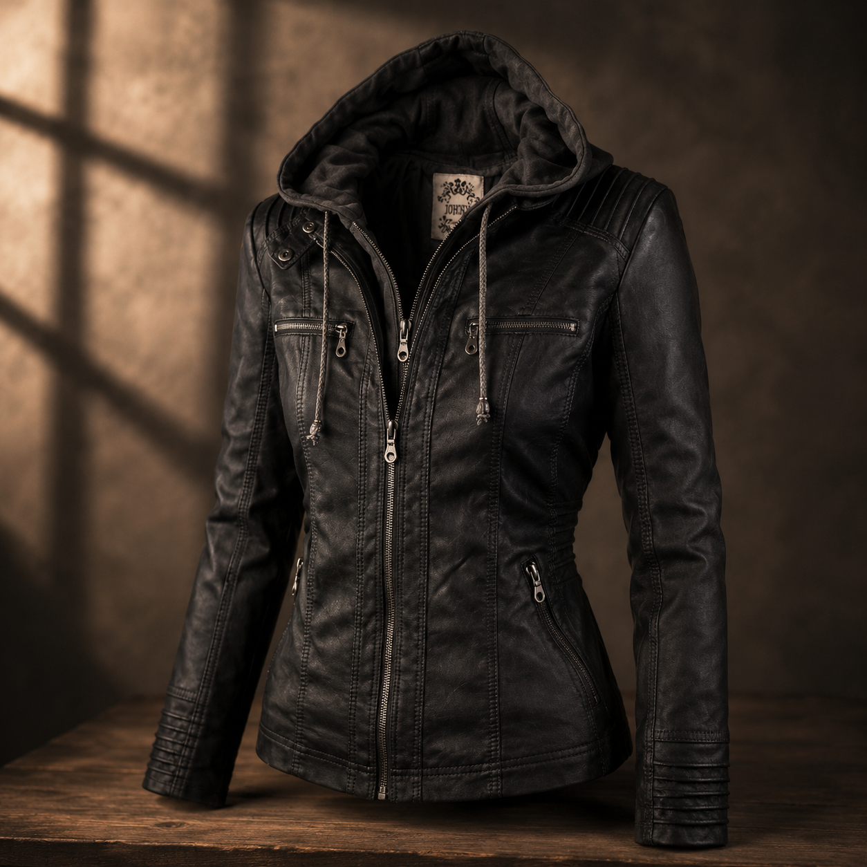 The Harper Hooded Moto Jacket