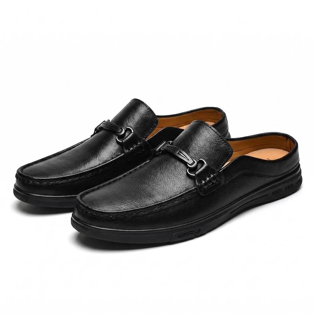 Elio Grained-Leather Loafers