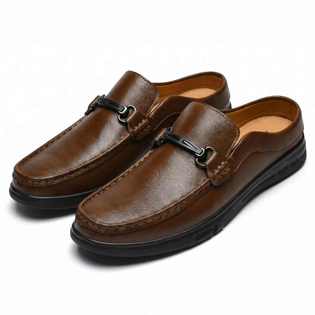 Elio Grained-Leather Loafers