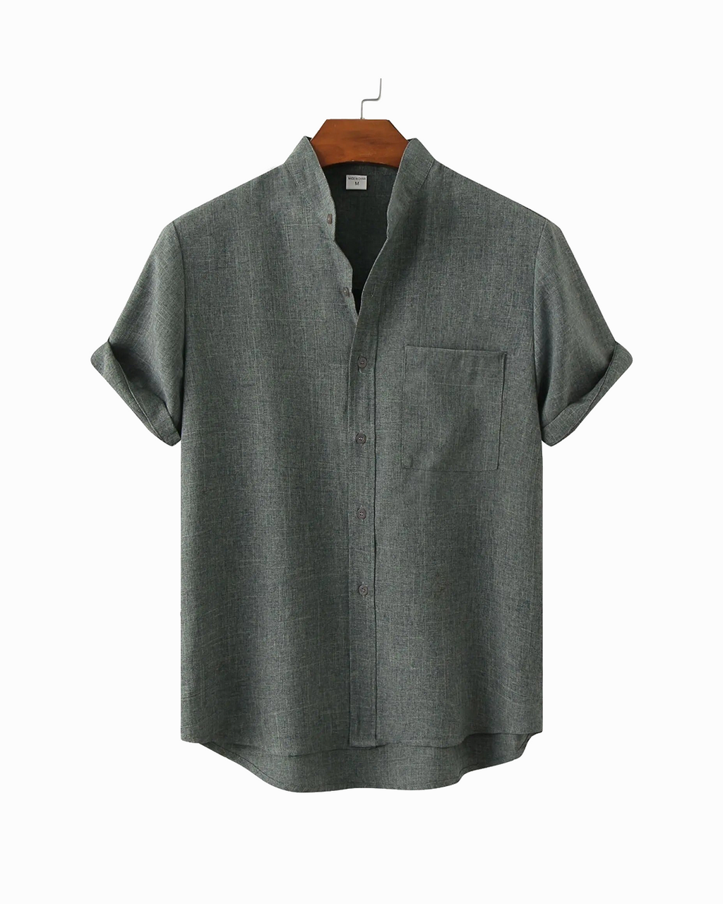 Sorrel Mandarin Cotton-Linen Shirt