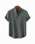 Sorrel Mandarin Cotton-Linen Shirt