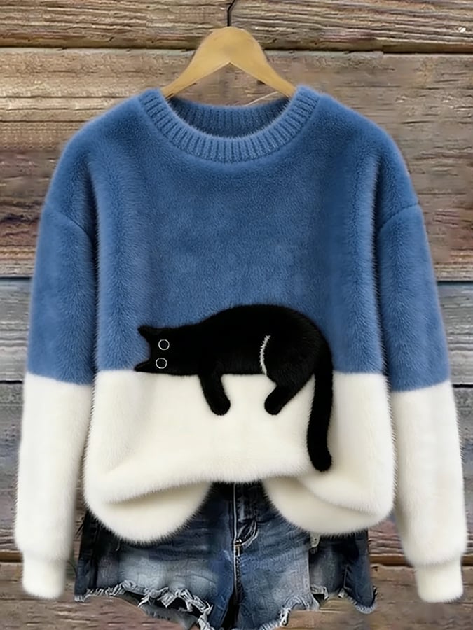 Glen Black Cat Knit Sweater
