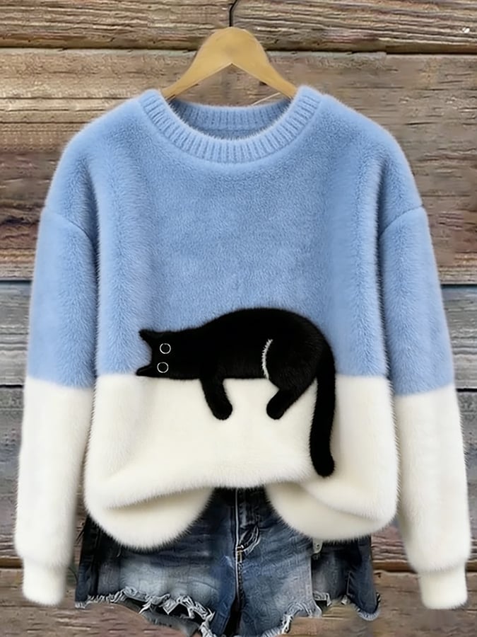 Glen Black Cat Knit Sweater