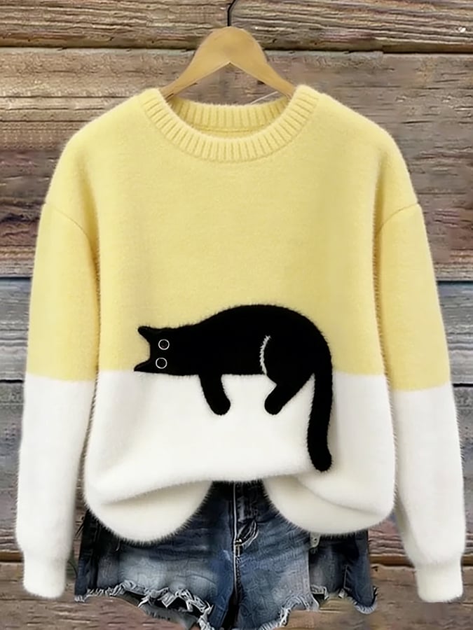Glen Black Cat Knit Sweater
