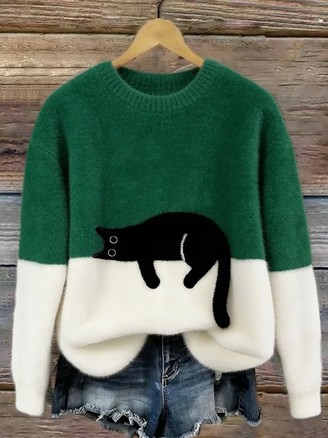 Glen Black Cat Knit Sweater