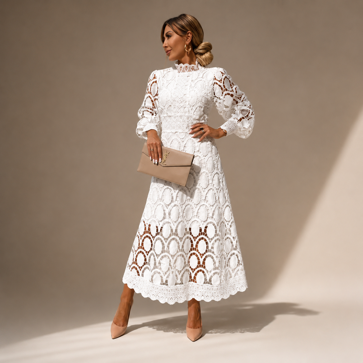 The Camille Openwork Midi Dress