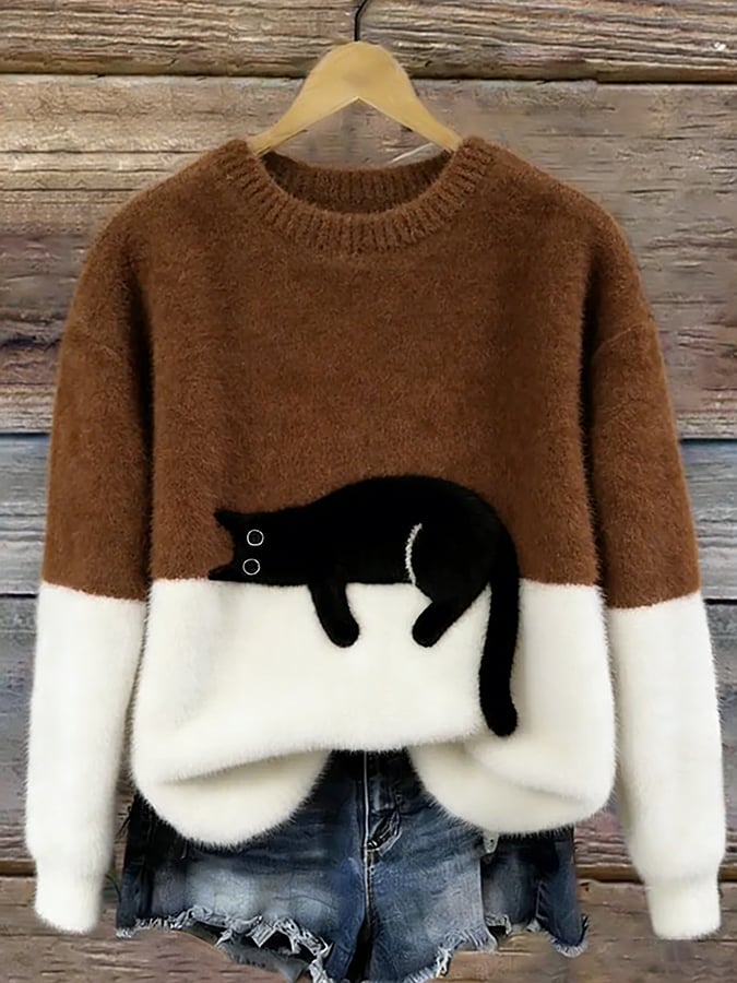 Glen Black Cat Knit Sweater