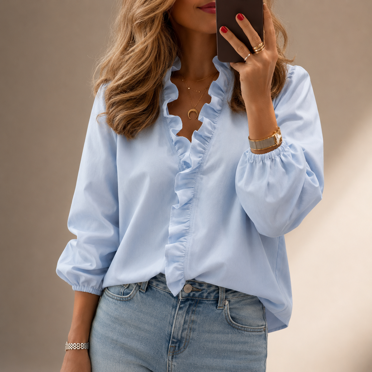 The Amelie Ruffle V-Neck Blouse