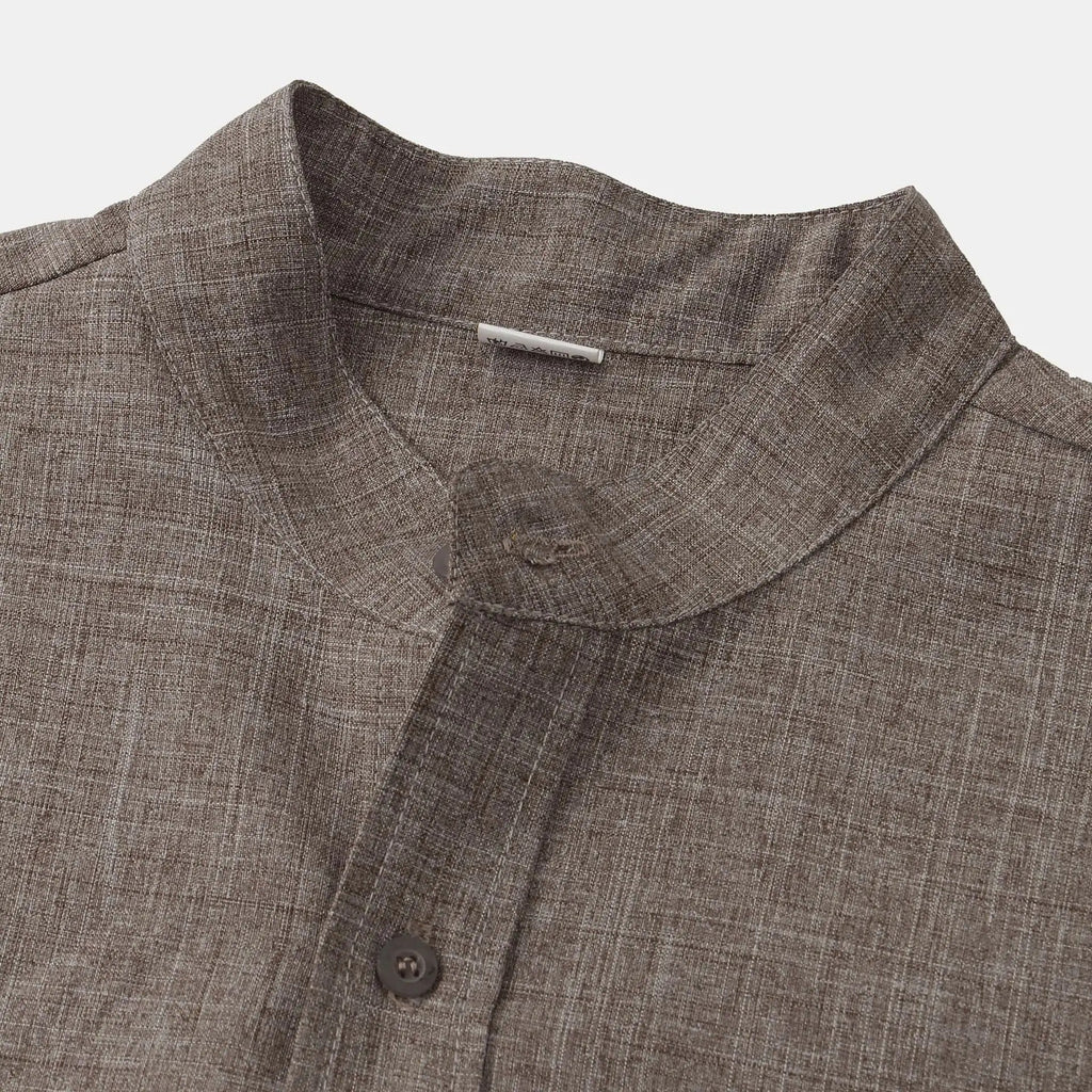 Sorrel Mandarin Cotton-Linen Shirt