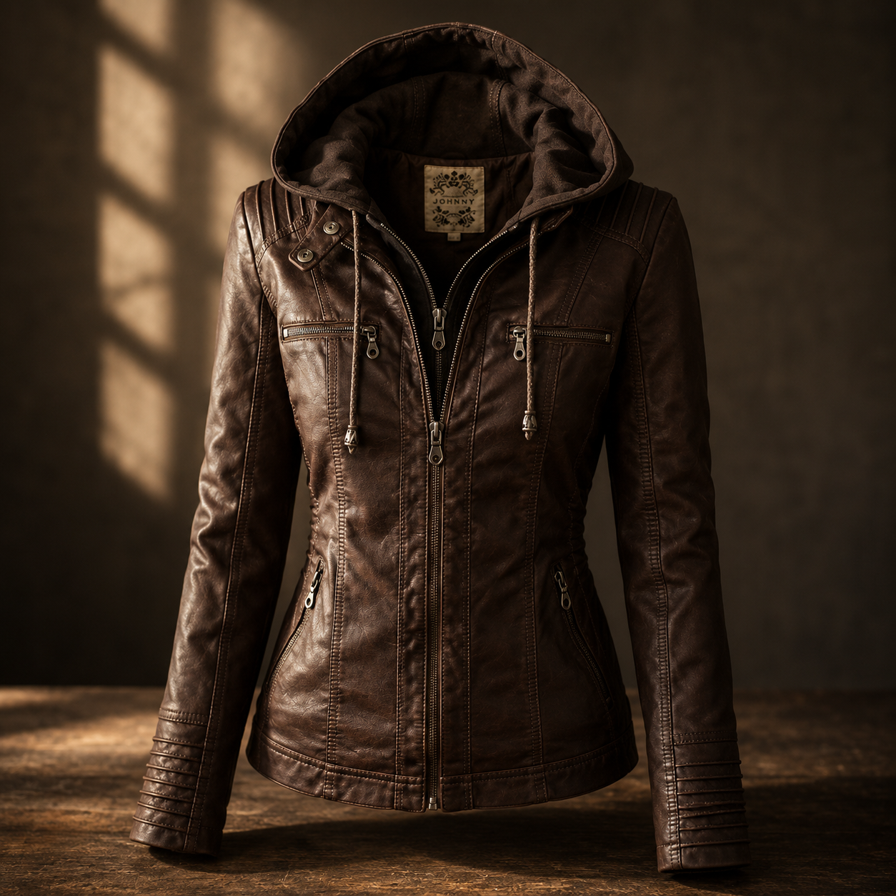 The Harper Hooded Moto Jacket