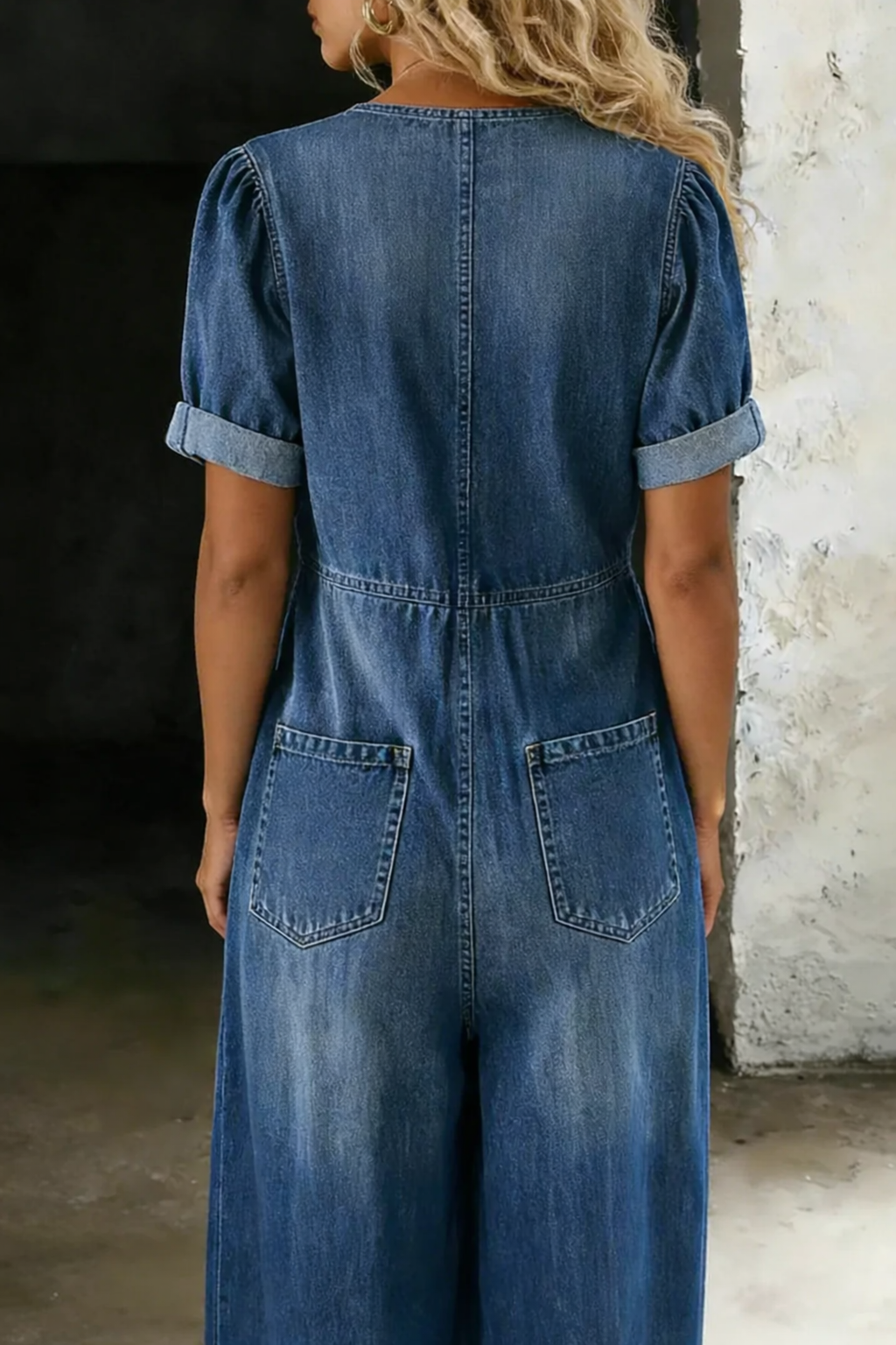 Opalcrest Front-Tie Denim Jumpsuit