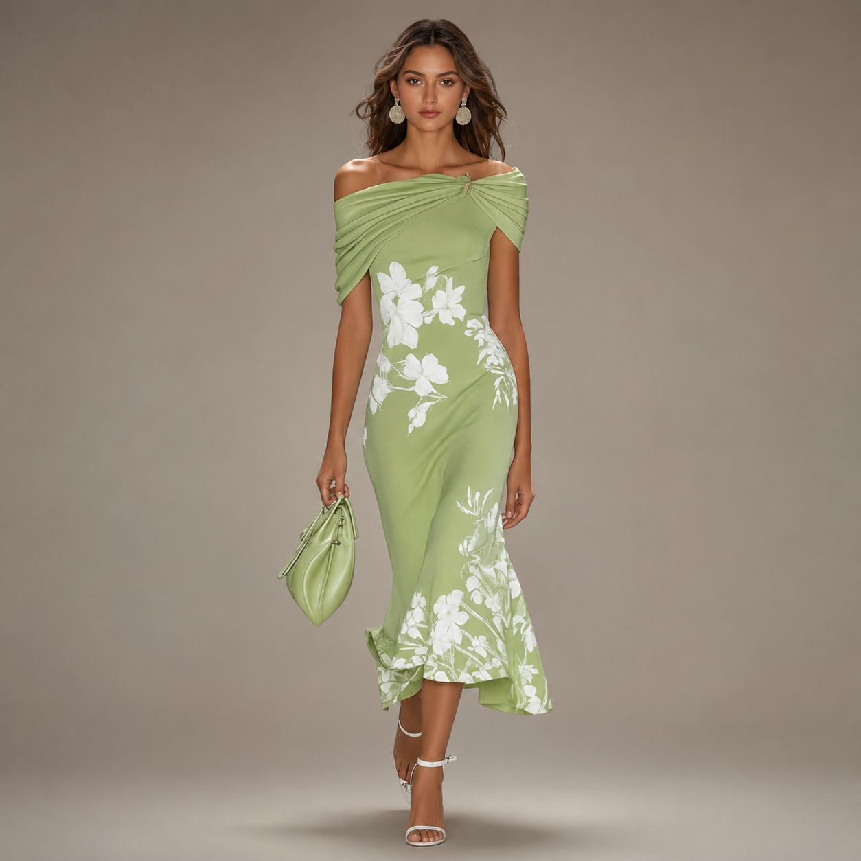 The Celine Draped Floral Midi