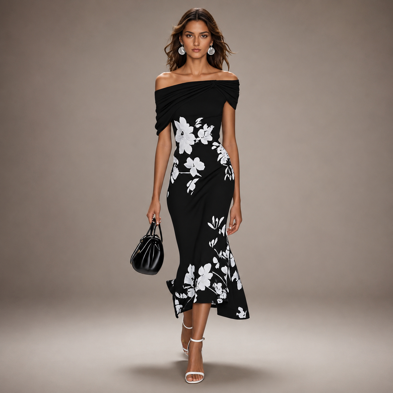 The Celine Draped Floral Midi