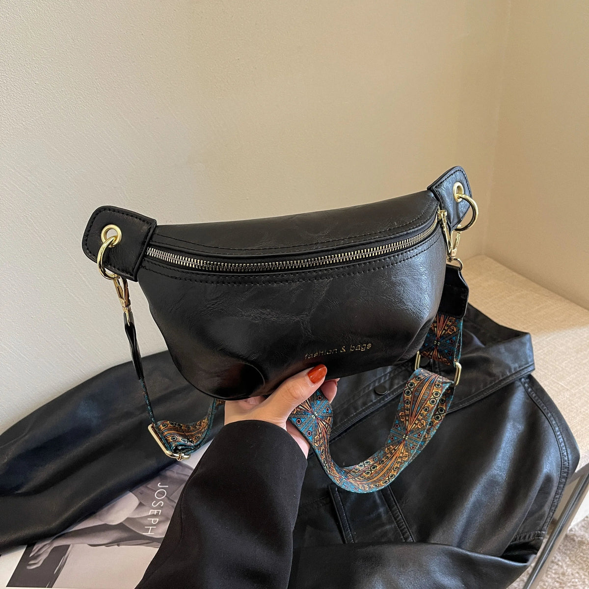 Wallace Curved Leather Belt Bag