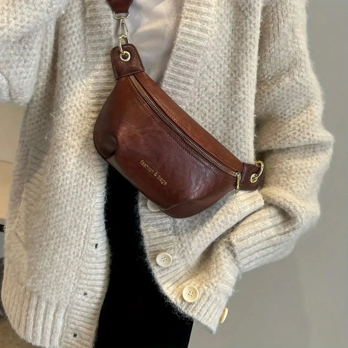 Wallace Curved Leather Belt Bag