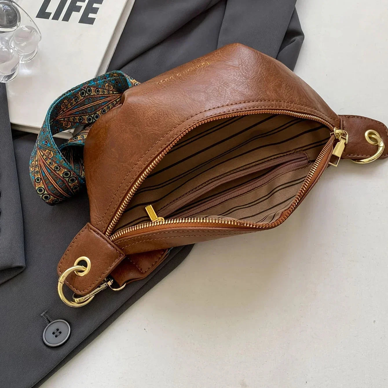 Wallace Curved Leather Belt Bag