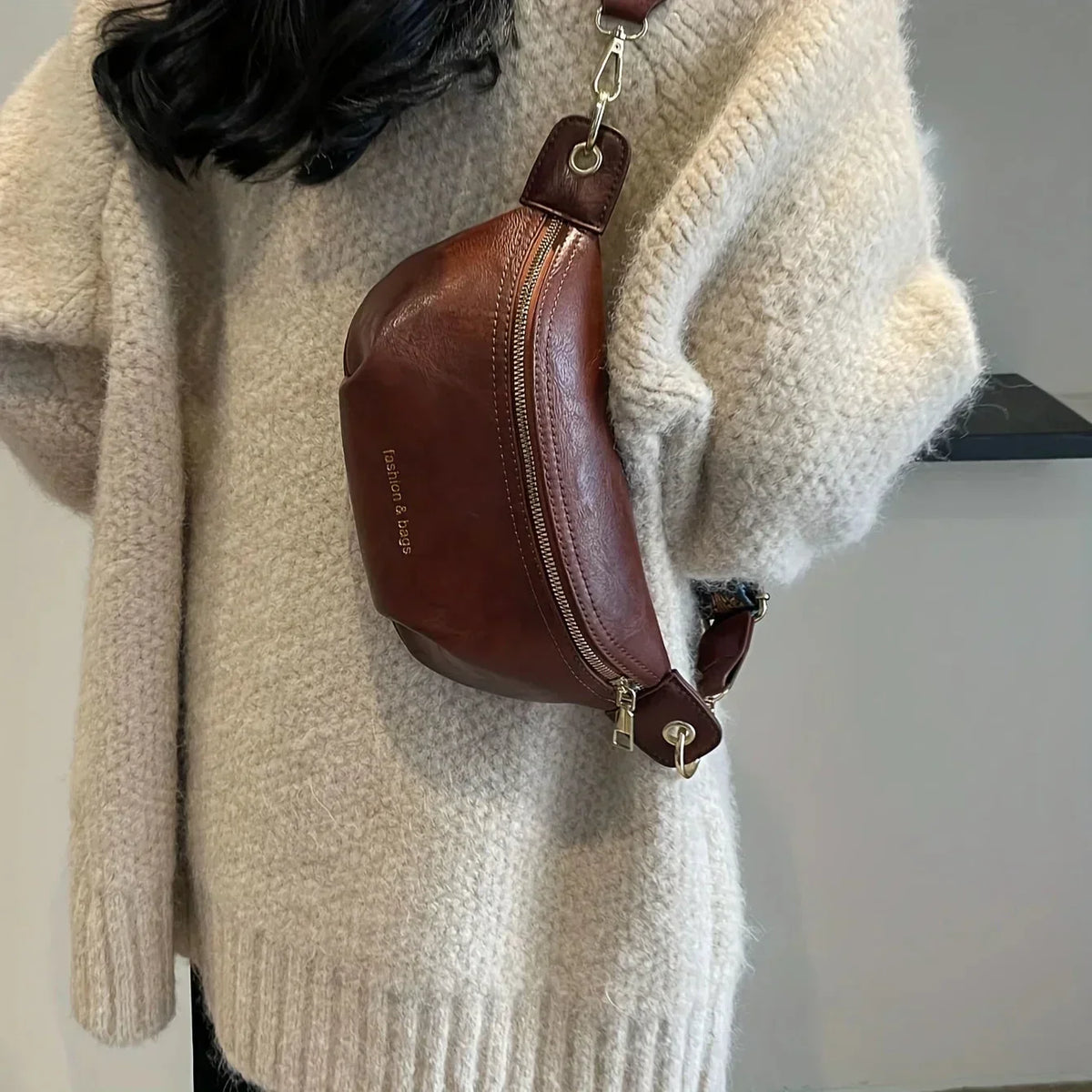 Wallace Curved Leather Belt Bag