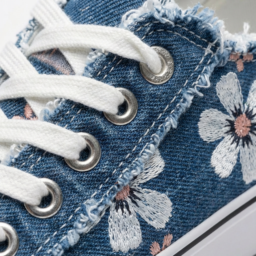 Floralia Embroidered Denim Sneakers