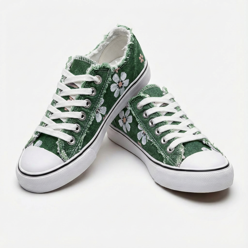 Floralia Embroidered Denim Sneakers