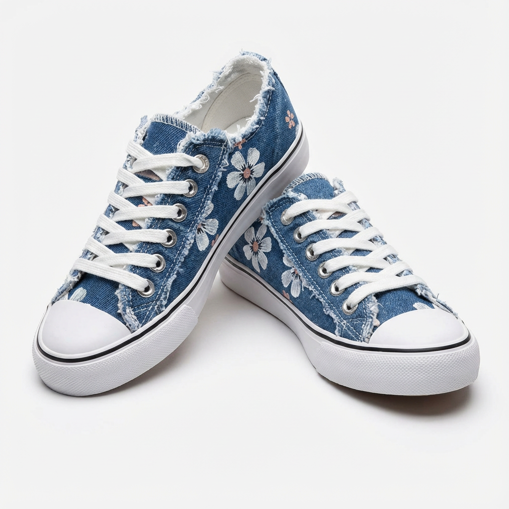Floralia Embroidered Denim Sneakers