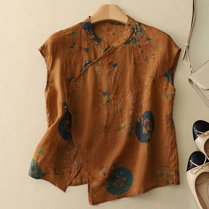 Iris Floral Linen Blouse