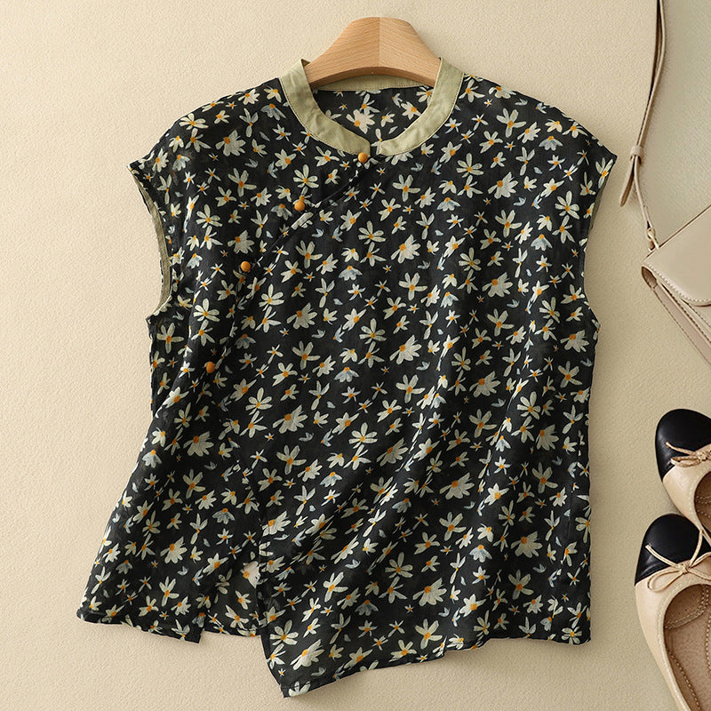Iris Floral Linen Blouse
