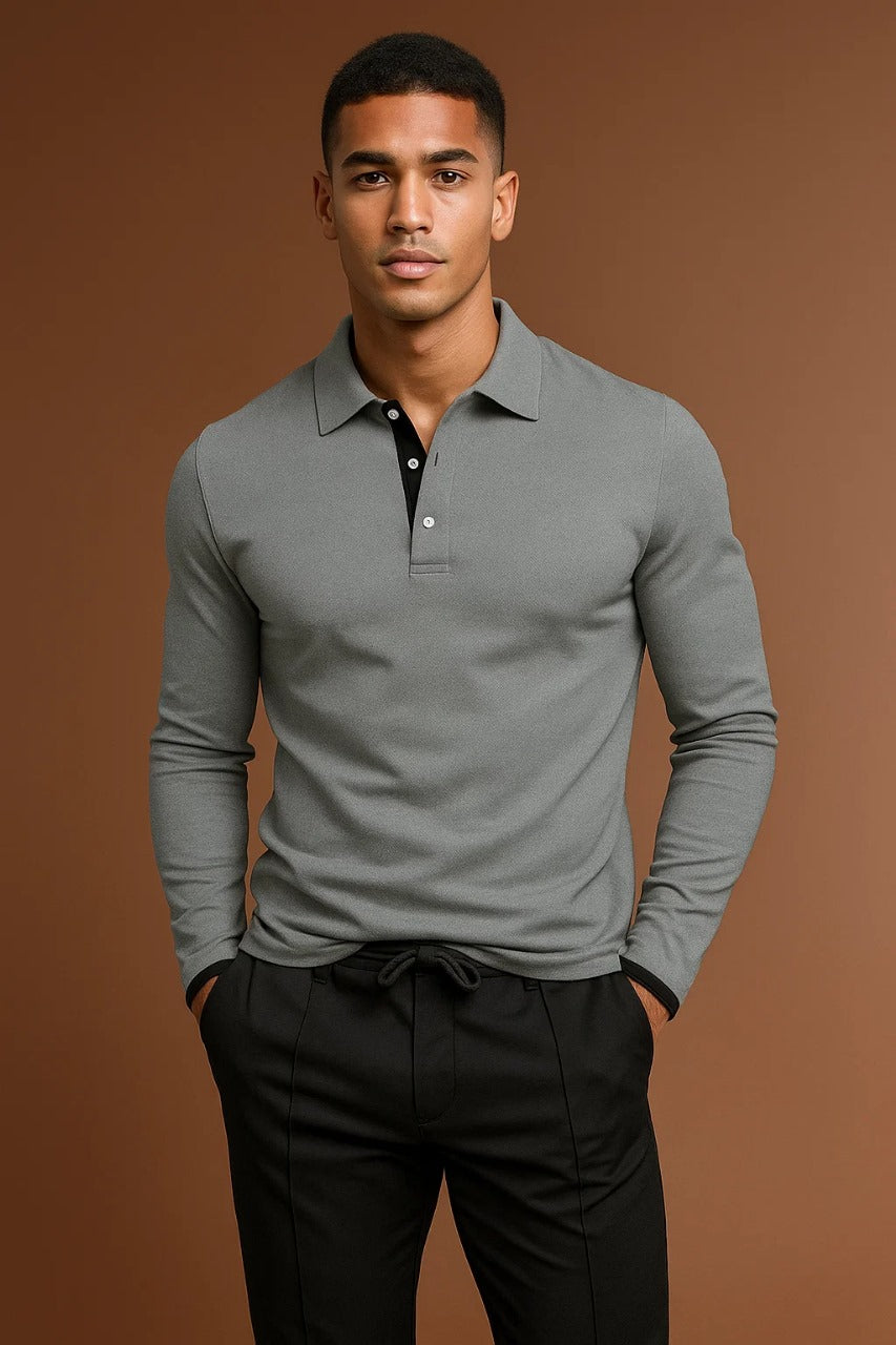 Meridian Fitted Long-Sleeve Polo