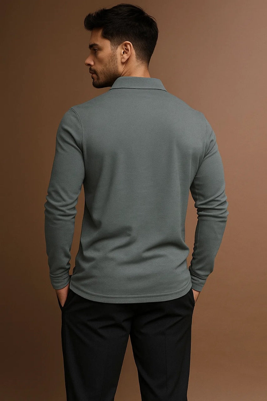 Meridian Fitted Long-Sleeve Polo