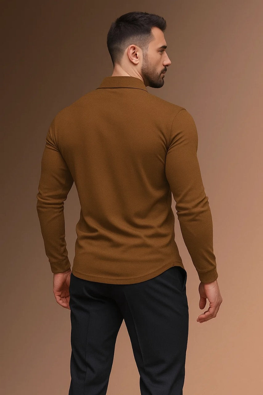 Meridian Fitted Long-Sleeve Polo