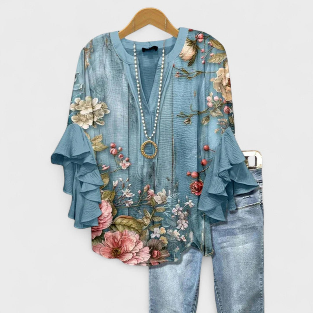 Lyra Ruffle-Sleeve Blouse