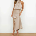 Seraphina Satin Halter Midi Dress