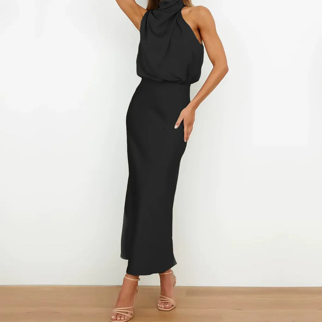 Seraphina Satin Halter Midi Dress