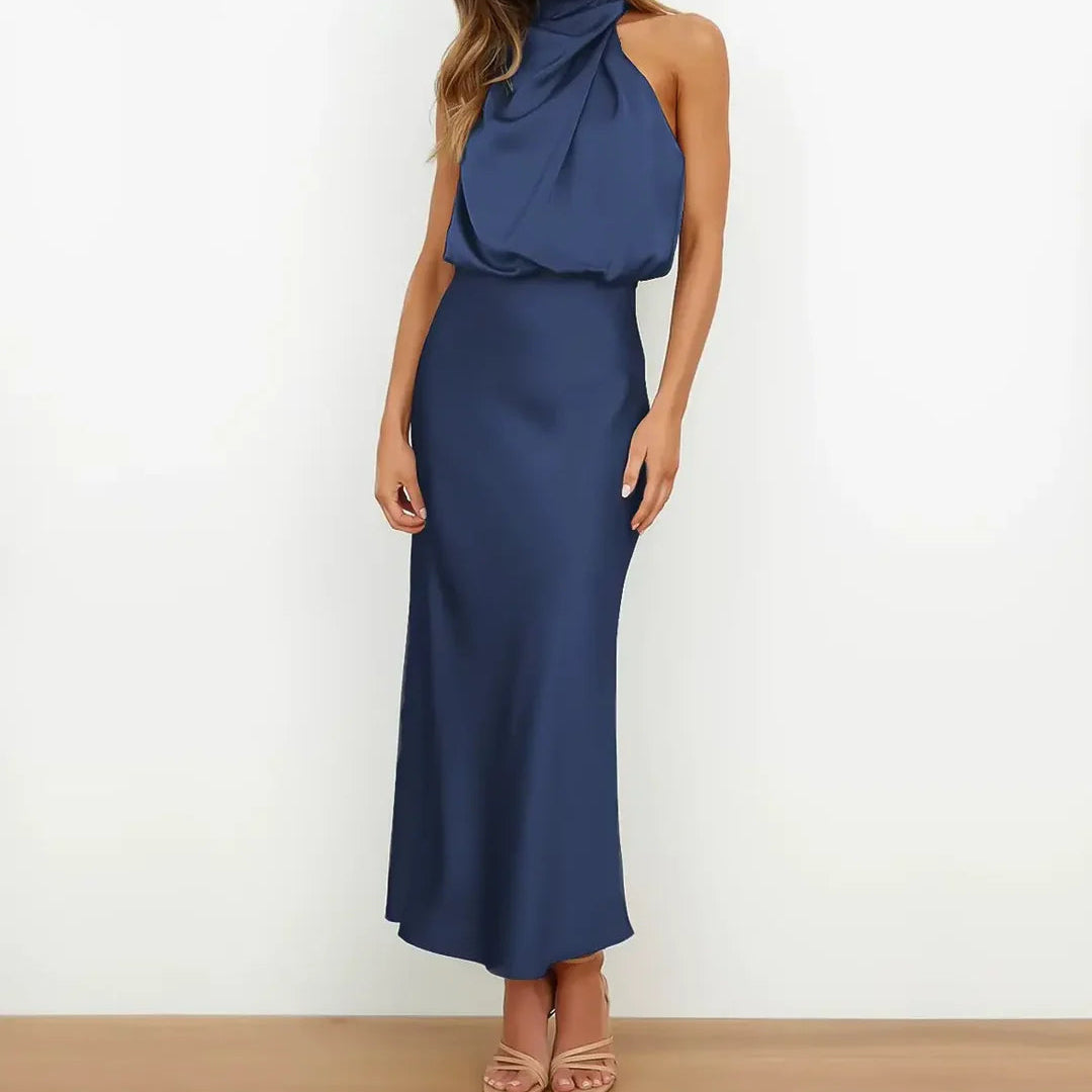 Seraphina Satin Halter Midi Dress