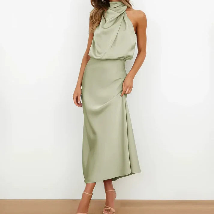 Seraphina Satin Halter Midi Dress