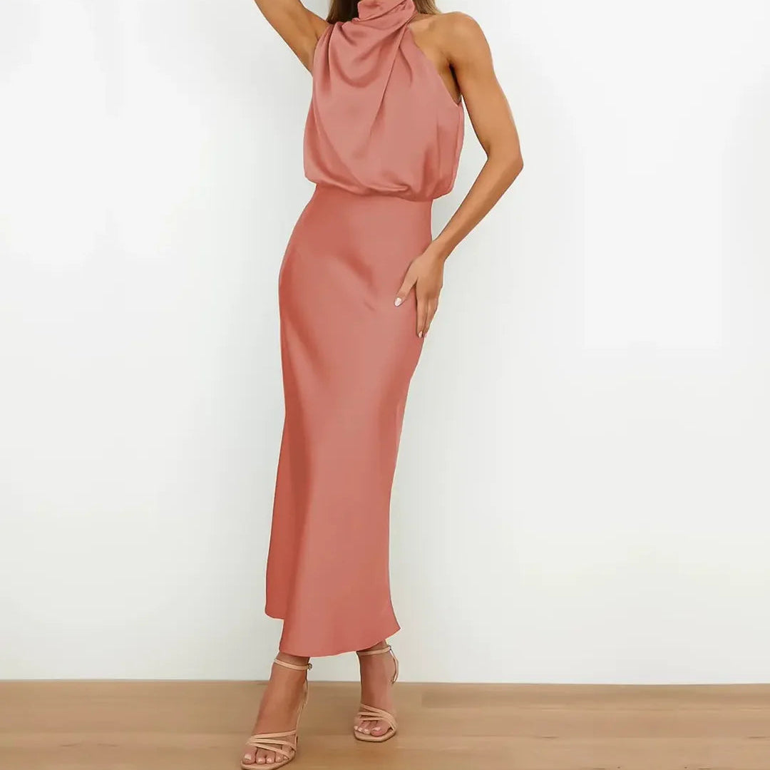 Seraphina Satin Halter Midi Dress