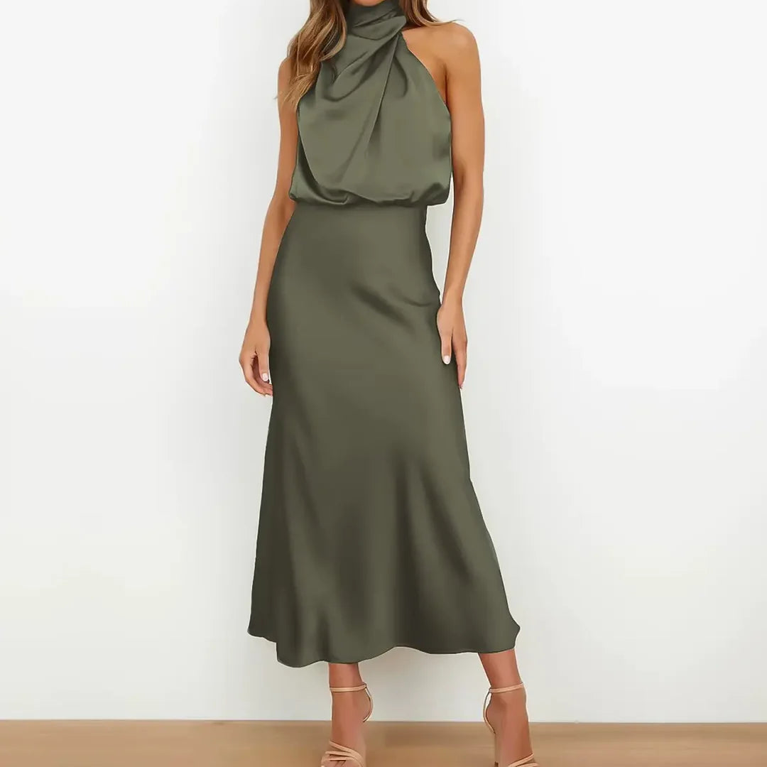 Seraphina Satin Halter Midi Dress