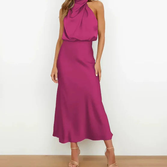 Seraphina Satin Halter Midi Dress