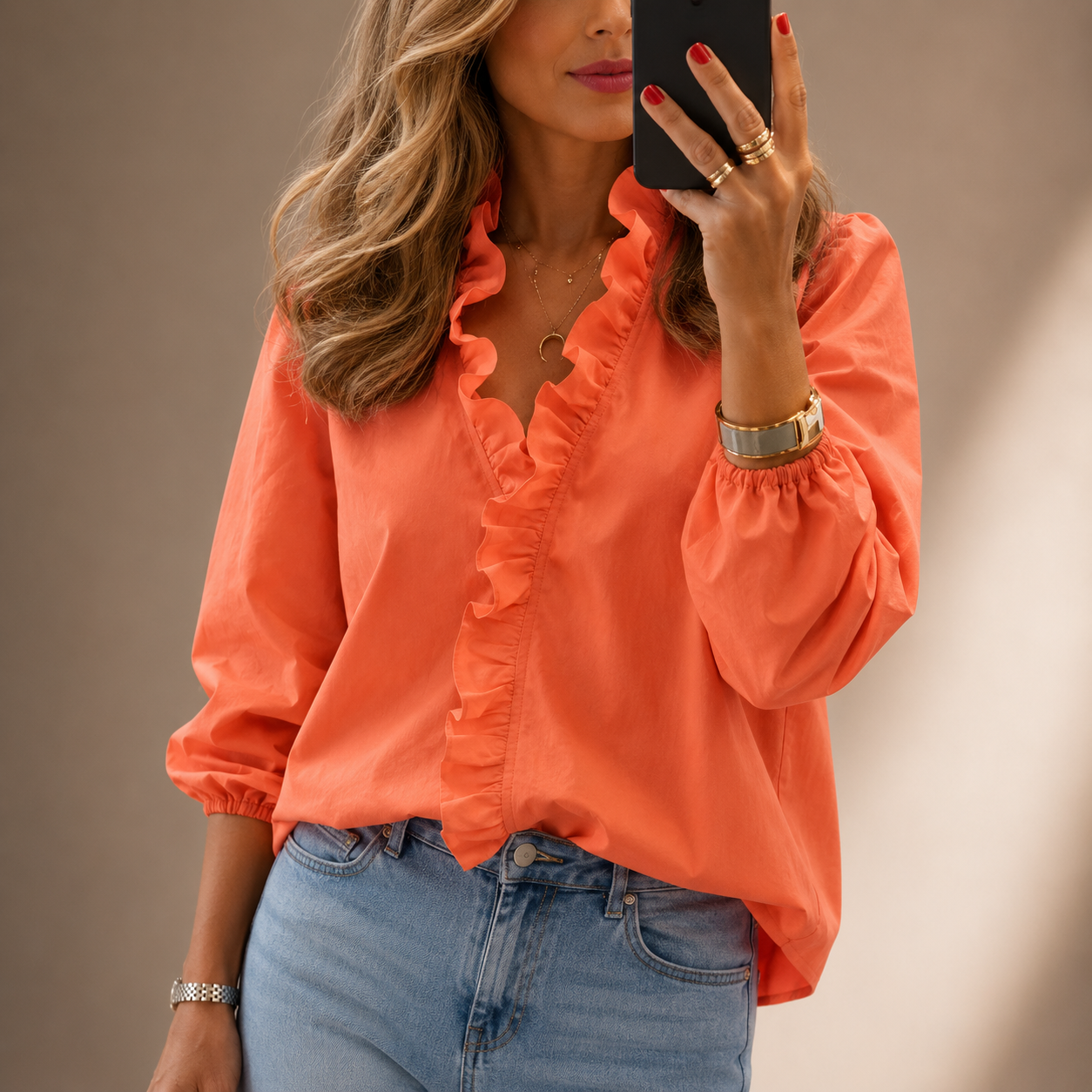 The Amelie Ruffle V-Neck Blouse