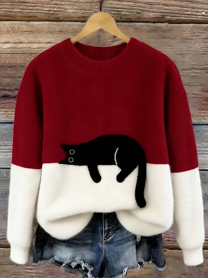Glen Black Cat Knit Sweater