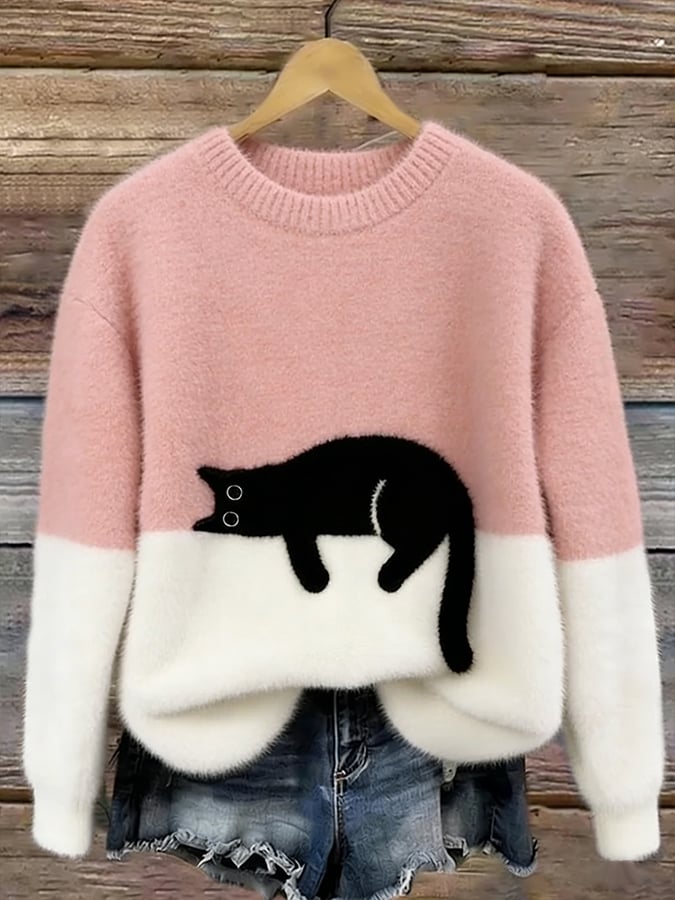Glen Black Cat Knit Sweater