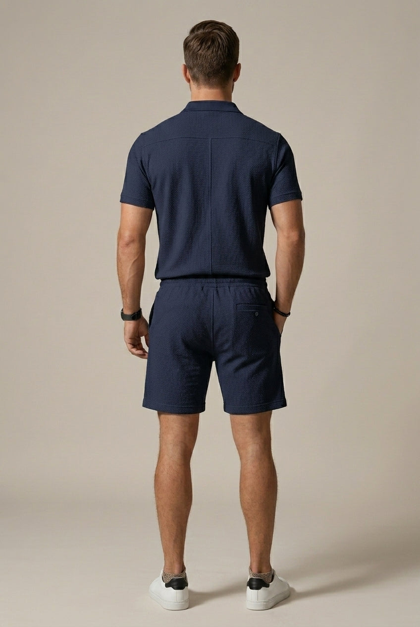 Shoreline Textured Polo & Shorts Set