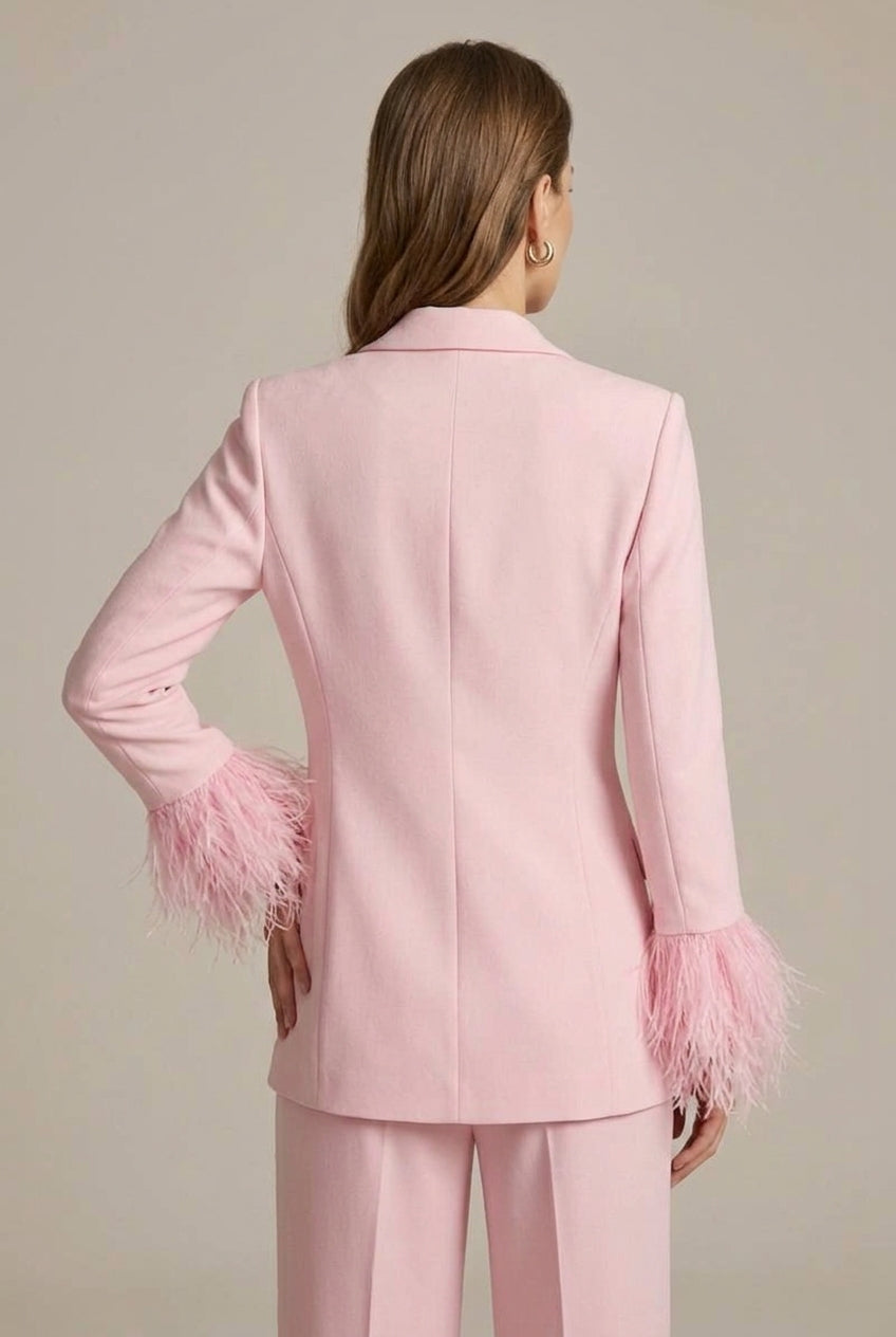 Dewberry Feather Cuff Suit Set