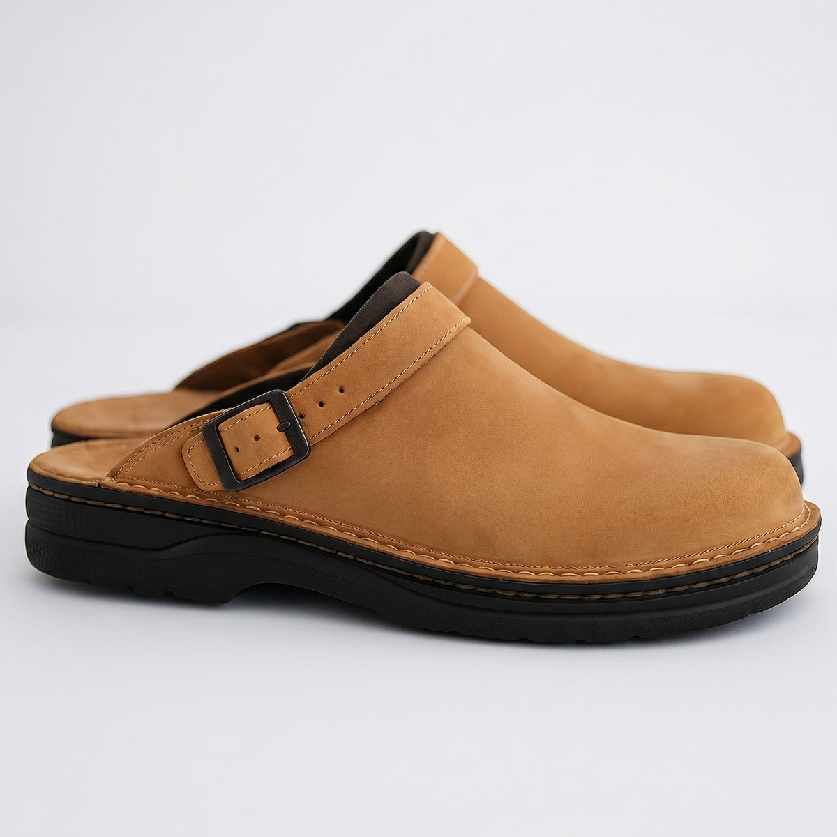 Brooklyn Buckled Suede Comfort Slides