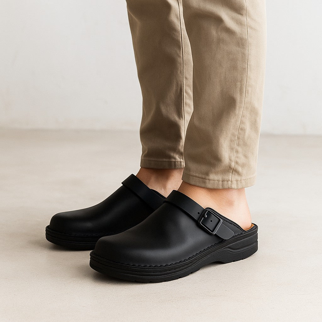 Brooklyn Buckled Suede Comfort Slides