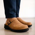 Brooklyn Buckled Suede Comfort Slides