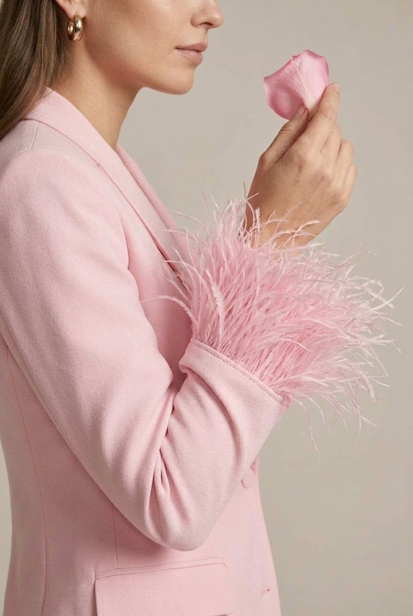 Dewberry Feather Cuff Suit Set