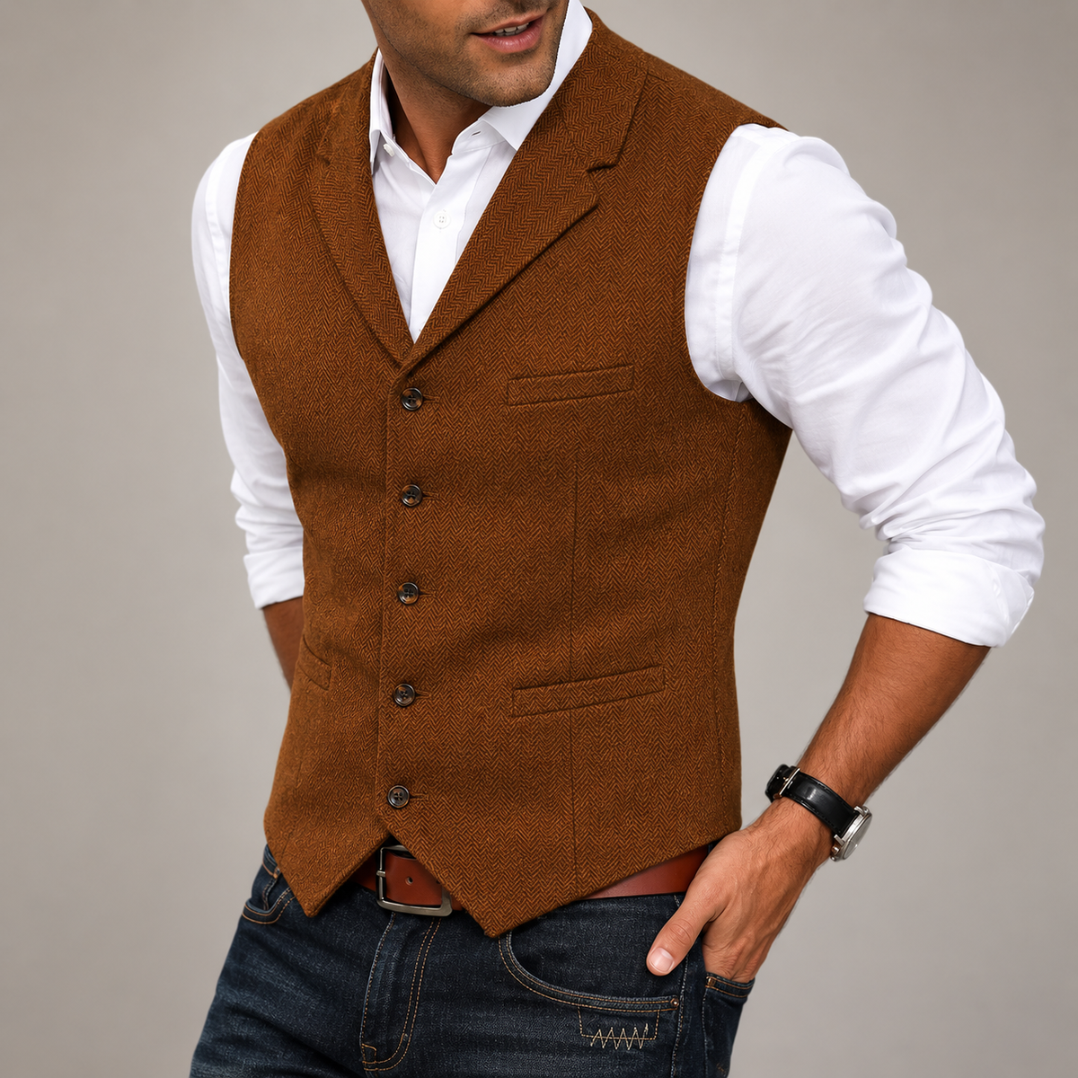Windsor Herringbone Tweed Vest – Mitchell Barocio