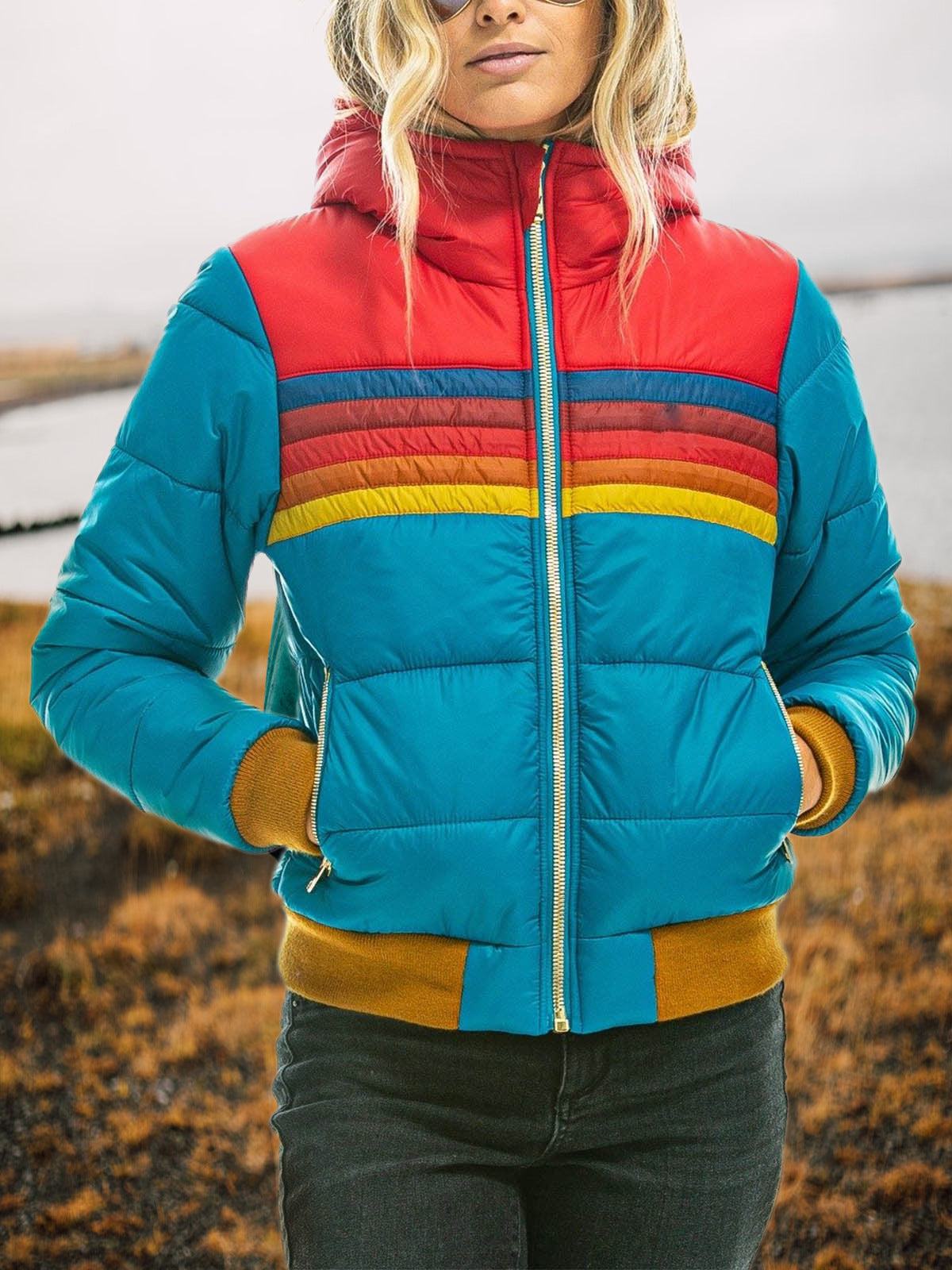 Horizon Stripe Puffer Jacket