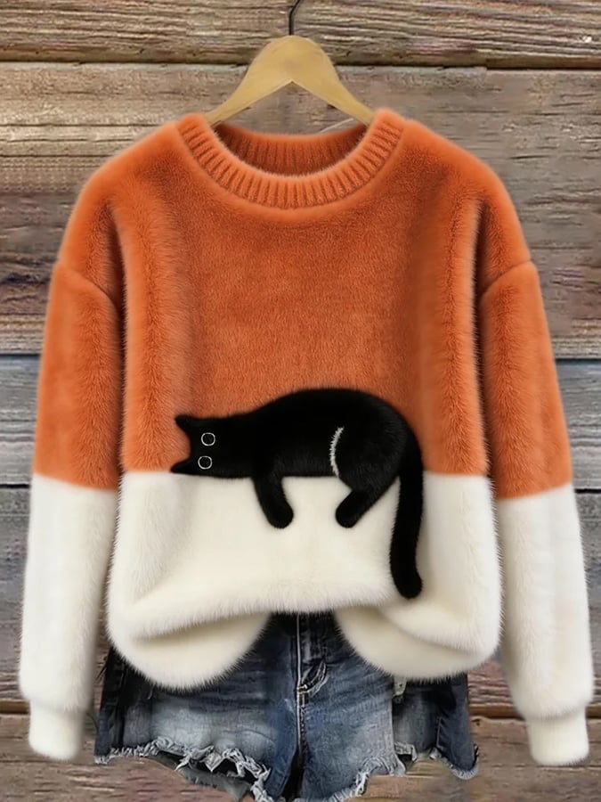 Glen Black Cat Knit Sweater